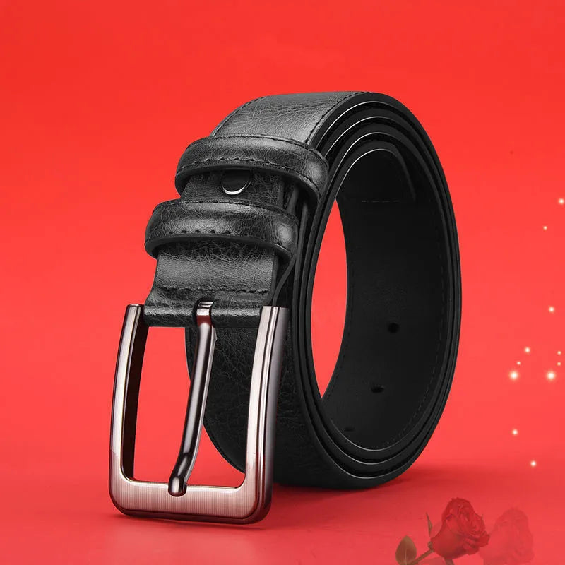 Authentic genuine leather luxury brand men's belt, fashionable business alloy needle buckle belt for men