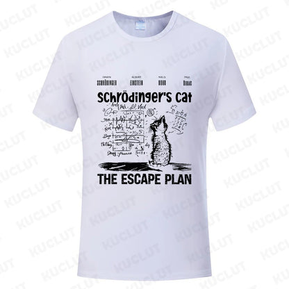 T Shirt for Men Clothing Fashion  Cat The Escape Plan Geeky Printed T Shirts Harajuku Short Sleeve Tee Casual Men's Clothing