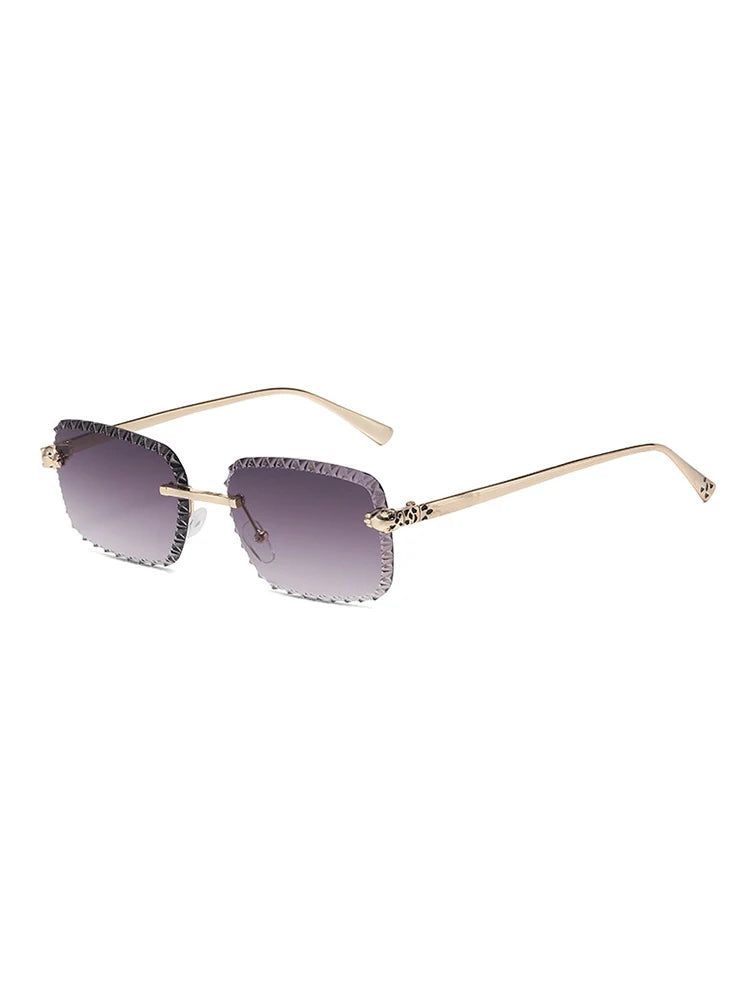 New design frameless leopard head sunglasses for driving, sun protection, fashionable metal glasses