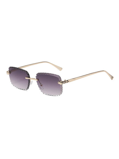 New design frameless leopard head sunglasses for driving, sun protection, fashionable metal glasses