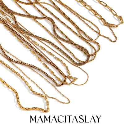 MamacitaSlay water wave chain snake chain Women's stainless steel necklace Bracelets Belly Chain Various styles Jewelry
