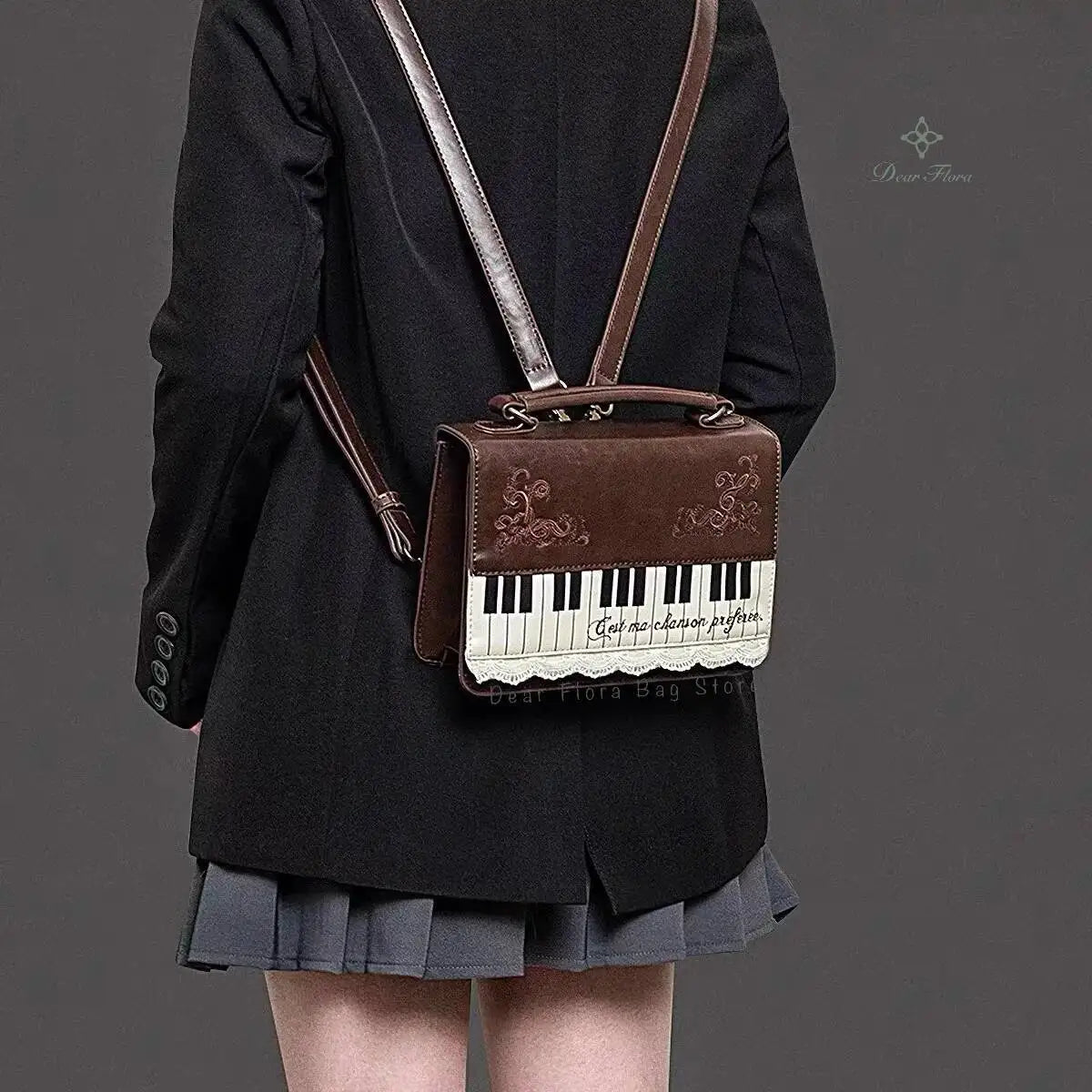New Vintage Piano Shoulder Bag Womens Brown Crossbody Bag Y2k Girls Transparent Ita Bag Personalized Backpack Aesthetic Handbags