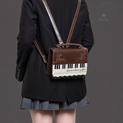 New Vintage Piano Shoulder Bag Womens Brown Crossbody Bag Y2k Girls Transparent Ita Bag Personalized Backpack Aesthetic Handbags