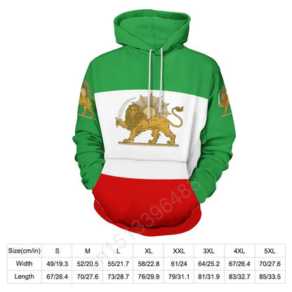 Iran Lion With Sun Flag 3D Hoodie Polyester Cool Men Women Harajuku Sweatshirt Unisex Casual Pullover Hoodies Custom Name