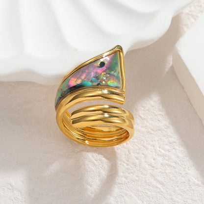 Freeteeme High-End Various Irregular Geometric Rings for Women Stainless Steel Shell-Set Open Rings Daily Versatile Accessories