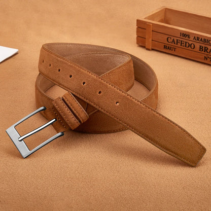 Sude Belts Cow Leather for Man And Lady Plaid Jeans Pin Buckle Luxury High Quality Classic Genuine Leather Sude Belts Cow Leathe