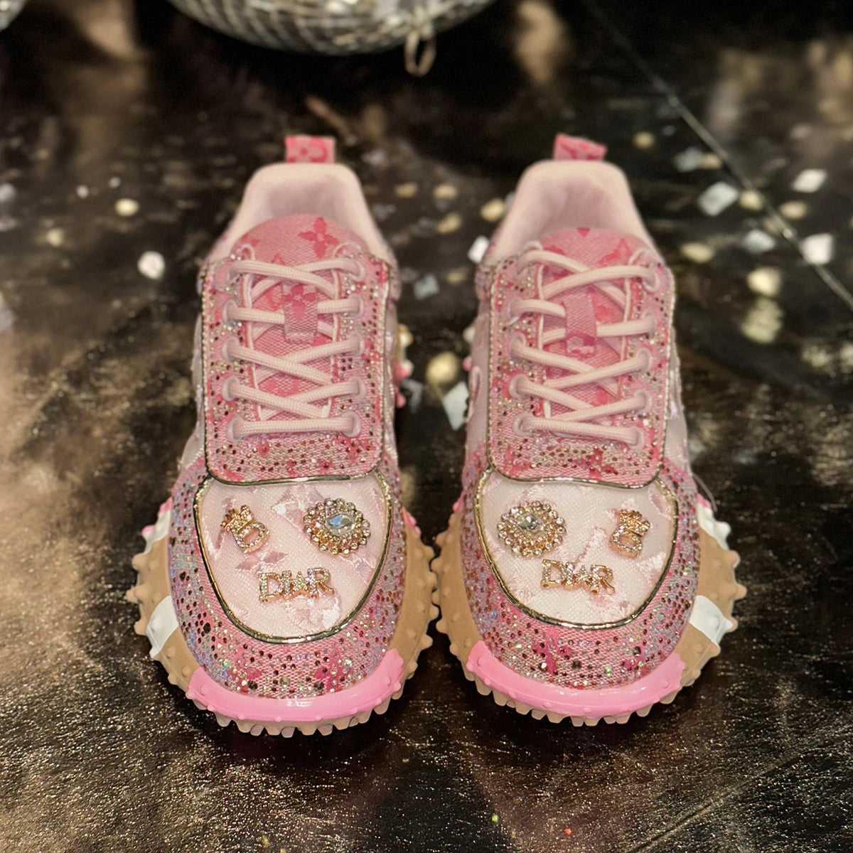 Luxury Designer Women's Sneakers Fashion Luxury Rhinestone Ladies Shoes 2025 New Outdoor Platform Female Sports Shoes Vulcanize