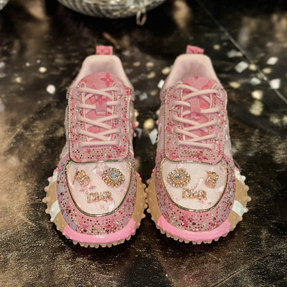 Luxury Designer Women's Sneakers Fashion Luxury Rhinestone Ladies Shoes 2025 New Outdoor Platform Female Sports Shoes Vulcanize