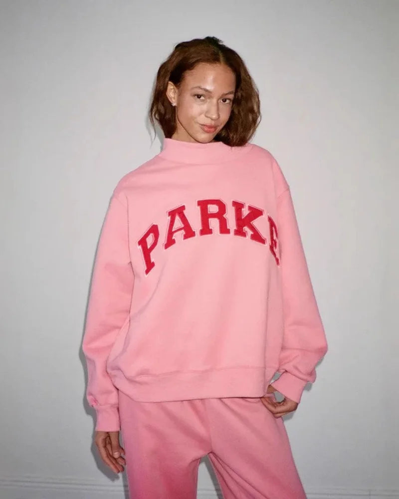 Women's fashionable printed round neck sweatshirt with velvet casual loose fit for autumn and winter