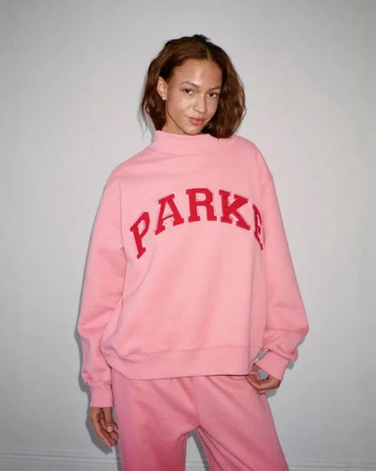 Women's fashionable printed round neck sweatshirt with velvet casual loose fit for autumn and winter