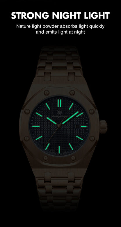 PAAZOMU Original Luxury Men's Watches Date Chronograph Stainless Steel Quartz Watch Waterproof Luminous Fashion Man Wristwatch