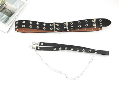 Harajuku Dark Girl Punk Gothic Style Double-breasted Buttonhole Single-breasted Buttonhole Belt Decoration Jk Waist Chain Strap