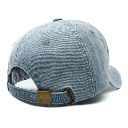 Unisex Letter Embroidery Washed Cowboy Baseball Caps Adjustable Casual Hats Spring and Autumn Outdoor Sunscreen Hat