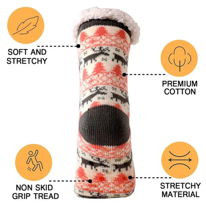Christmas Gift Thermal Socks Women Winter Warm nightwear Plush Soft Floor Fuzzy Fluffy Fur Slipper Sock Thick Ladies Cute Cow
