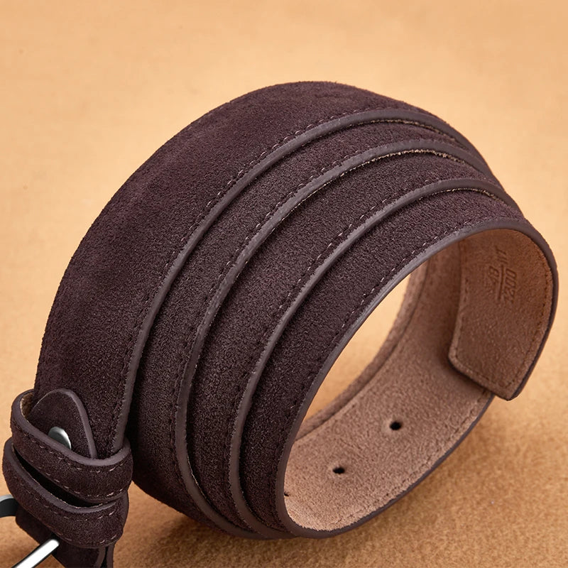 Sude Belts Cow Leather for Man And Lady Plaid Jeans Pin Buckle Luxury High Quality Classic Genuine Leather Sude Belts Cow Leathe