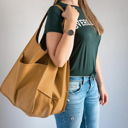 Rretro Handmade Big Beach Tote Bag High Capacity Zipper Shoulder Solid Color Multifunction Handbags For Ladies