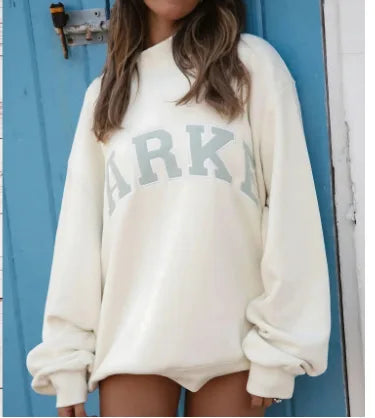 2026Grey Printed Sweatshirt women Soft Fleece long sleeve sweatshirt female autumn winter high neck loose women's hoodie clothes