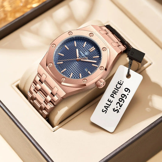 PAAZOMU Original Luxury Men's Watches Date Chronograph Stainless Steel Quartz Watch Waterproof Luminous Fashion Man Wristwatch