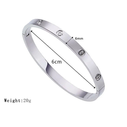 Fashion Design Gold Color Zircon And Cross Nut Nail Bangle Gold & Stainless Steel For Woman Bracelet buckle Classic jewelry