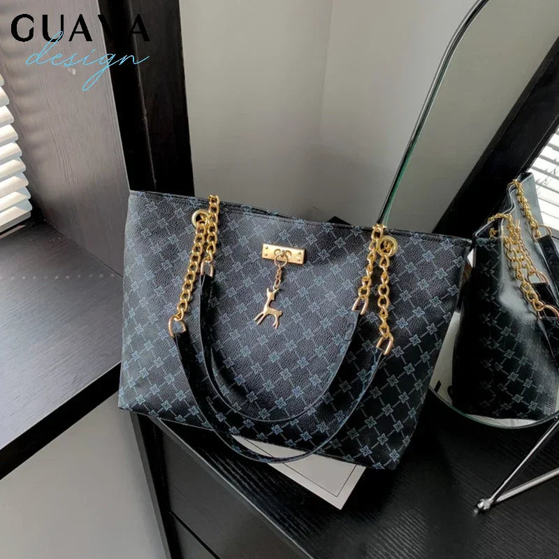 Summer High Quality PU Leather Fashion Large-capacity Shoulder Armpit Women's Bag Work Student Travel Female Retro Handbag Tote