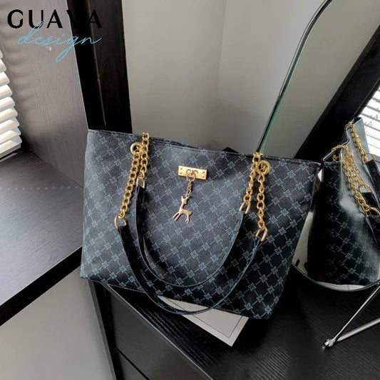 Summer High Quality PU Leather Fashion Large-capacity Shoulder Armpit Women's Bag Work Student Travel Female Retro Handbag Tote