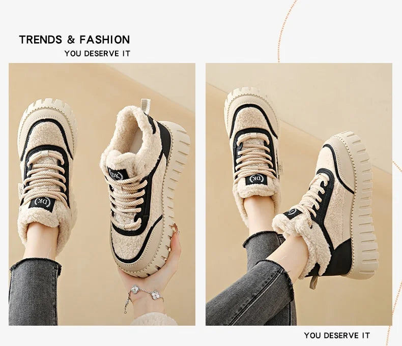 Fleece-Lined Warm High-Top Soft Men's Casual Sports Cotton Shoes Women's Anti-Slip Wear-Resistant