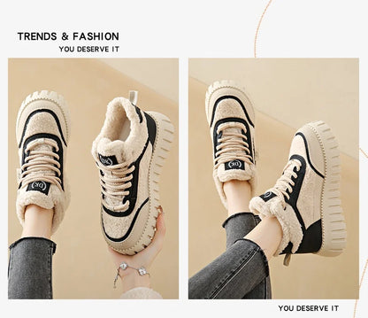 Fleece-Lined Warm High-Top Soft Men's Casual Sports Cotton Shoes Women's Anti-Slip Wear-Resistant