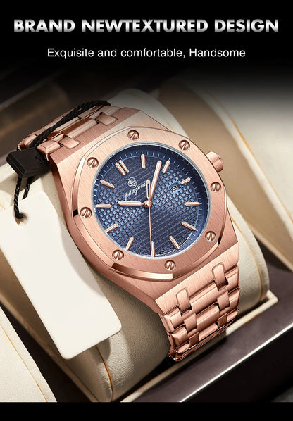PAAZOMU Original Luxury Men's Watches Date Chronograph Stainless Steel Quartz Watch Waterproof Luminous Fashion Man Wristwatch