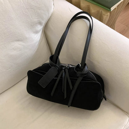 Retro Hand-Held Bowling Bag for Women's Autumn and Winter New Fashion Trend Suede Underarm Bag, Niche Commuting Bag