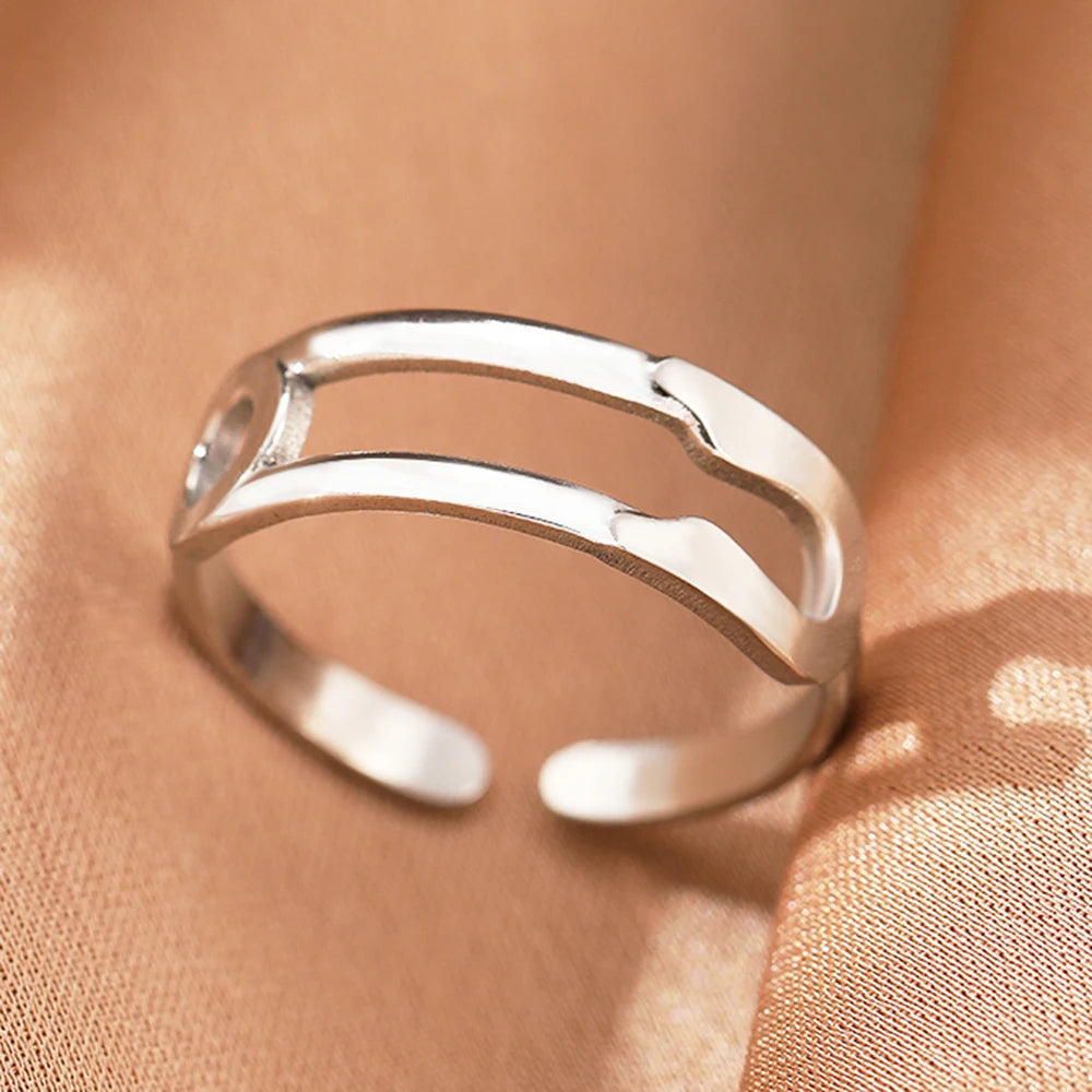 Stainless Steel Rings Simpler Geometric Fashion Vintage Fine Adjustable Open Rings For Women Jewelry Weddings Gifts New Trendy