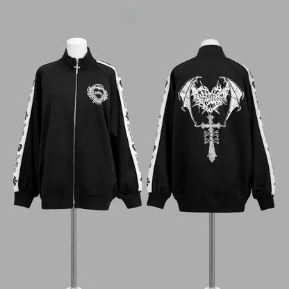 Gothic Subculture Hip-hop Sweatshirts Women Autumn Turtleneck Hoodie Coats Harajuku Loose Versatile Daily Jackets Zip Up Clothes