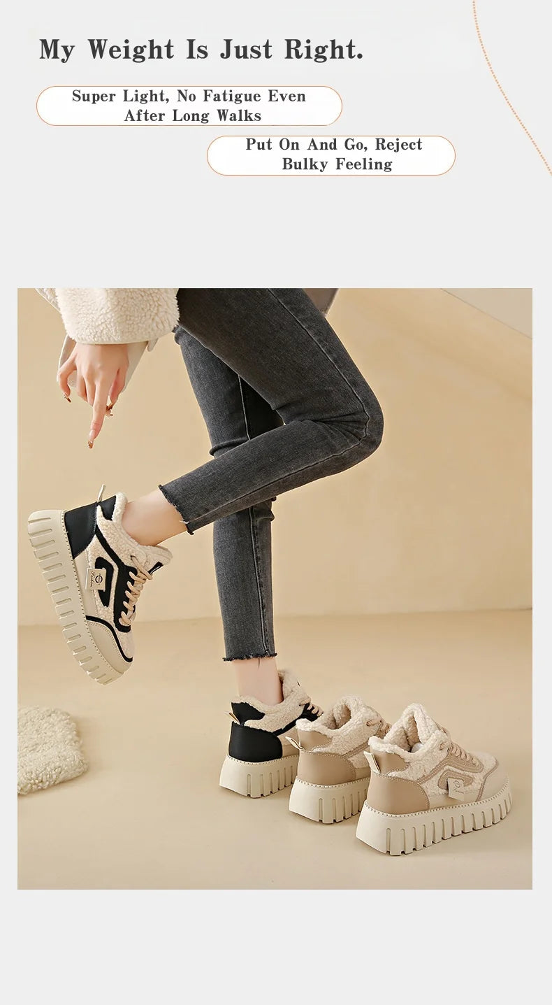 Fleece-Lined Warm High-Top Soft Men's Casual Sports Cotton Shoes Women's Anti-Slip Wear-Resistant