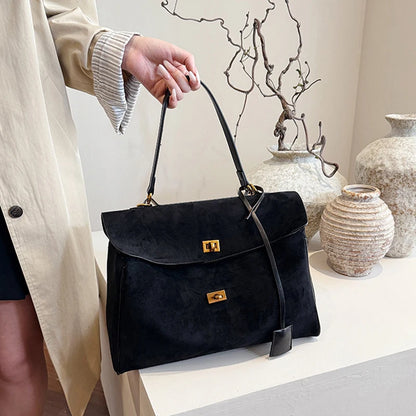 Vintage Ladies Tote Bag Brand Large Capacity Frosted Handbag High-end Pu Material Shoulder Messenger Bag Niche Simple Travel Bag