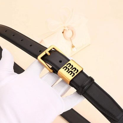 Genuine leather cowhide belt for women; versatile decorative waist belt with a sense of design; fashionable denim belt for ladie