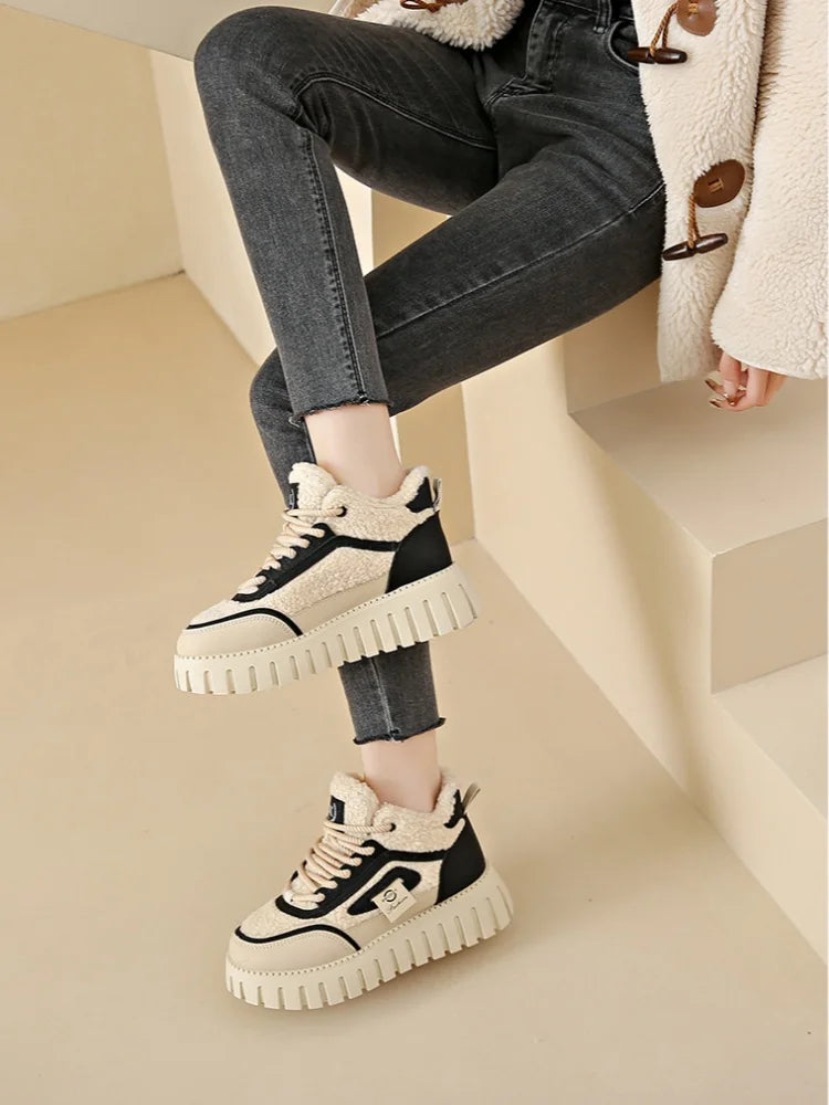 Fleece-Lined Warm High-Top Soft Men's Casual Sports Cotton Shoes Women's Anti-Slip Wear-Resistant