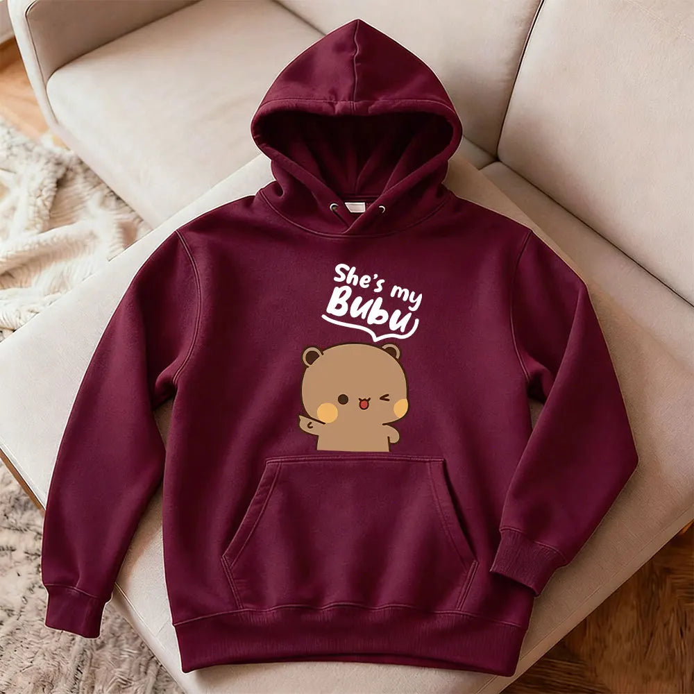 Bubu Dudu Bear Couple Hoodies Matching His and Hers Outfit Casual Cute Couple Outfits Fall Winter Men Women Daily Life Apparel