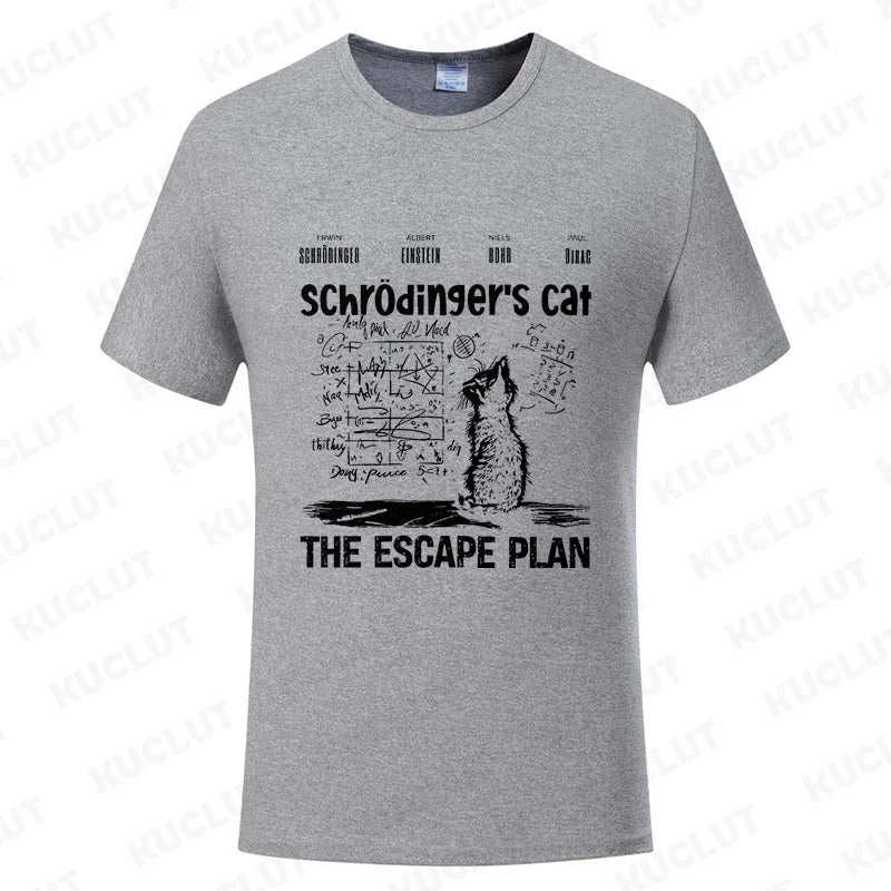 T Shirt for Men Clothing Fashion  Cat The Escape Plan Geeky Printed T Shirts Harajuku Short Sleeve Tee Casual Men's Clothing