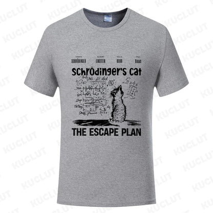 T Shirt for Men Clothing Fashion  Cat The Escape Plan Geeky Printed T Shirts Harajuku Short Sleeve Tee Casual Men's Clothing