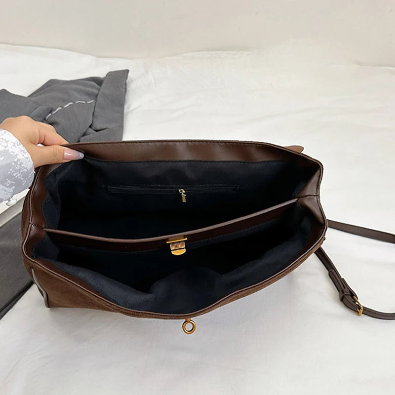 Vintage Ladies Tote Bag Brand Large Capacity Frosted Handbag High-end Pu Material Shoulder Messenger Bag Niche Simple Travel Bag