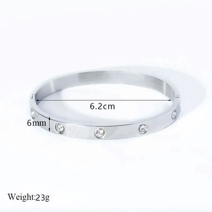 Fashion Design Gold Color Zircon And Cross Nut Nail Bangle Gold & Stainless Steel For Woman Bracelet buckle Classic jewelry