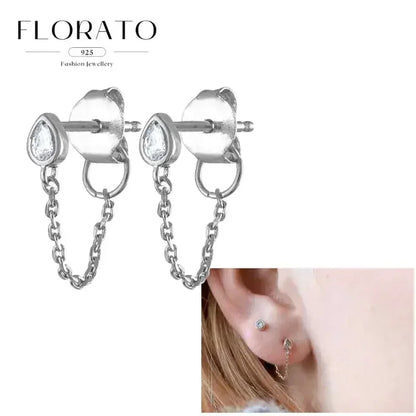Women Pure Silver Series 925 Sterling Silver Ear Needle Geometric/Butterfly Flowers Pendant hoop Earrings Crystal Zircon Jewelry