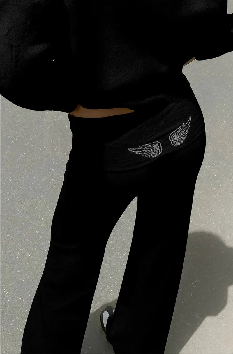 Fashion Wings Beads Sweathirts Women Oversized Hoodies Fleece Lining Sequined Casual Pullover Top Y2K Clothes Lady Outfits 2026