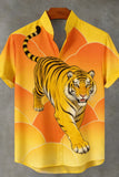 2026 Men's New Natural Tiger Phoenix Pattern 3D Printed Linen Casual Shirt Hawaiian Outdoor Activity Short-sleeved Clothing Men