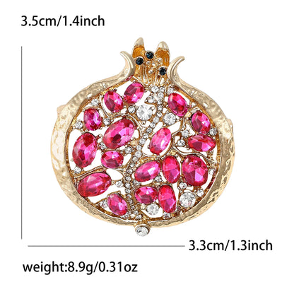 Beaut&Berry Luxury Rhinestone Pomegranate Brooches for Women Enamel Fruit Plant Pins Casual Party Accessories New Gifts Friends
