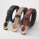 Fashionable C-shaped Smooth Buckle Durable Belt Simple Soft Women's Double-sided Belt With Casual Pants Clothing Accessories