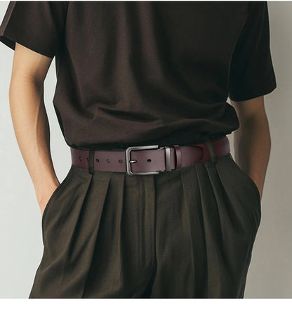 Maikun Genuine Leather Men's Belt Large Size Casual Belt   Alloy Pin Buckle Business Suit Belt Father's Day Present Gift