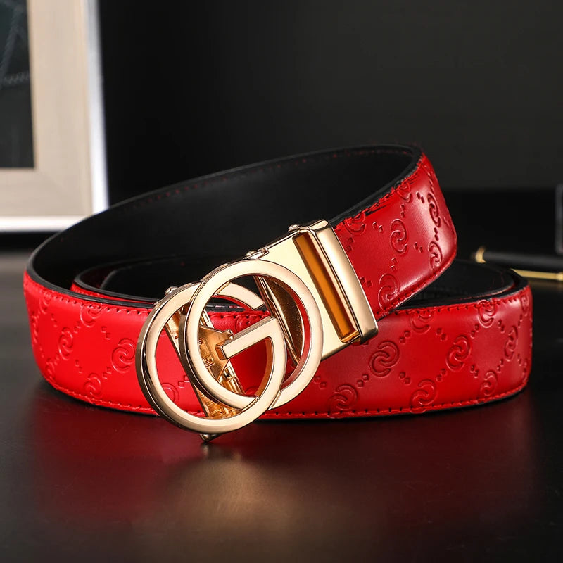 New Thin 34mm Business Men's Belt Formal Leather Male Belt High Quality Belt women Metal Automatic g Buckle Belt for women jeans