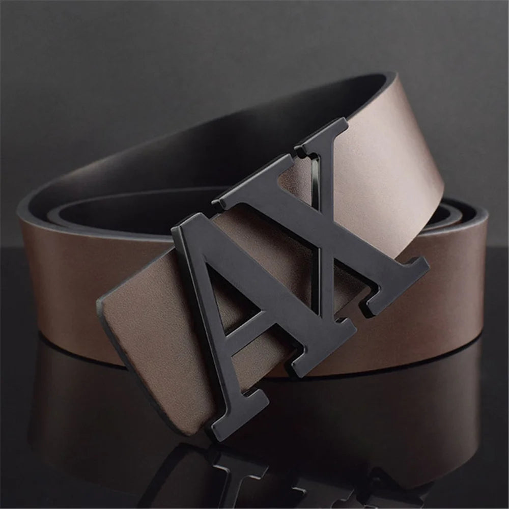 Men Belt Fashionable Simple Letter Buckle Reversible Male Belt for Men 3.8cm Luxury Good Quality
