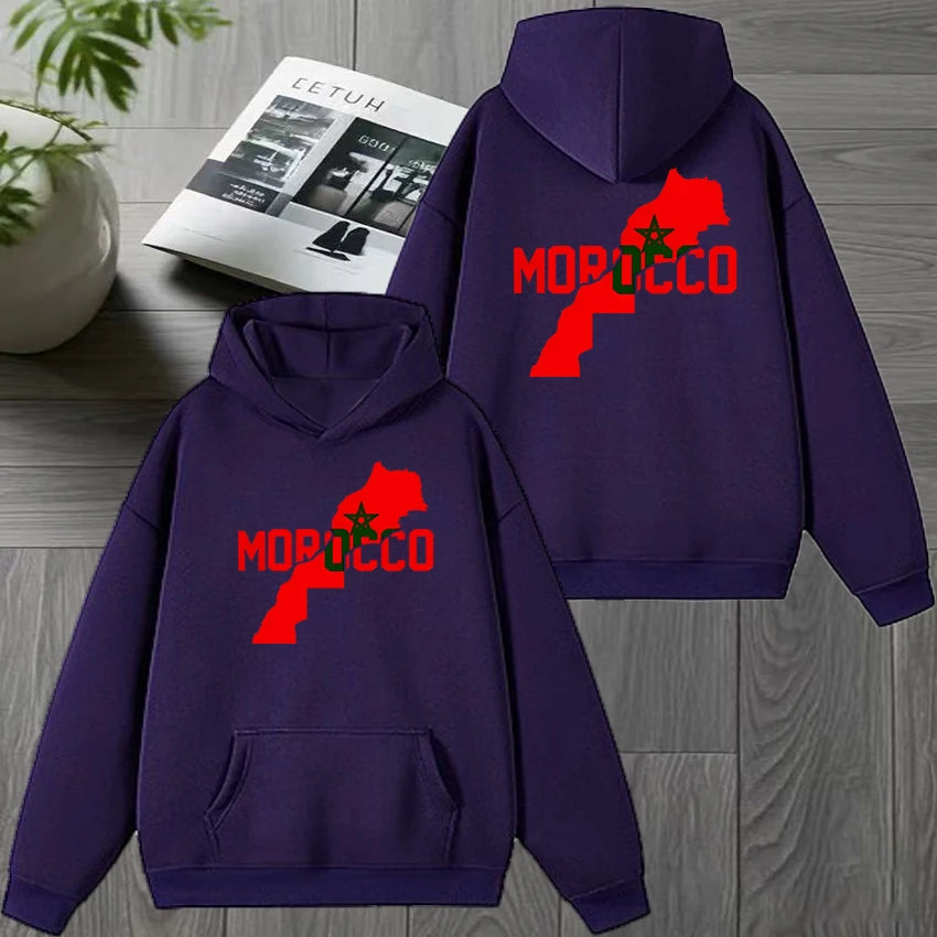 Autumn Winter Morocco harajuku New in Double Sided print black Hoodie Men women Fleece Casual pullover Unisex fashion Sweatshirt