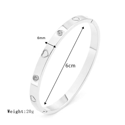 Fashion Design Gold Color Zircon And Cross Nut Nail Bangle Gold & Stainless Steel For Woman Bracelet buckle Classic jewelry